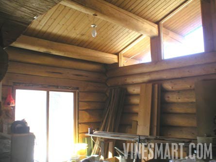 South Okanagan Valley, B.C. Canada - Vineyard and Large Log Cabin For Sale - Unfinished Interior
