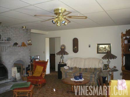 South Okanagan Valley, B.C. Canada - Vineyard and Large Log Cabin For Sale - Lower Living Room